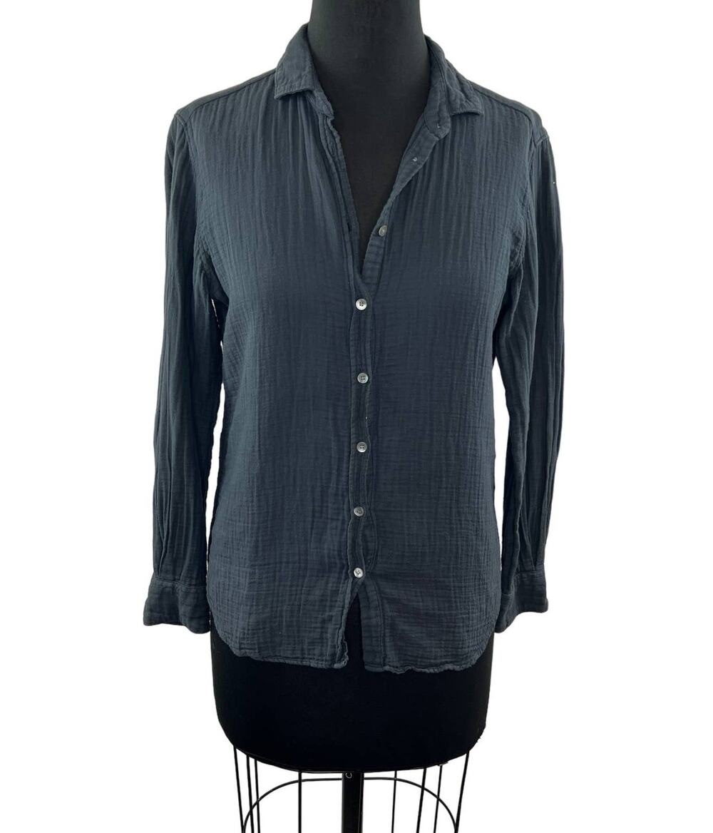 HARTFORD ALTERNATIVE CLASSICS Gray Cotton Gauze Button Down Long Sleeve Shirt 2